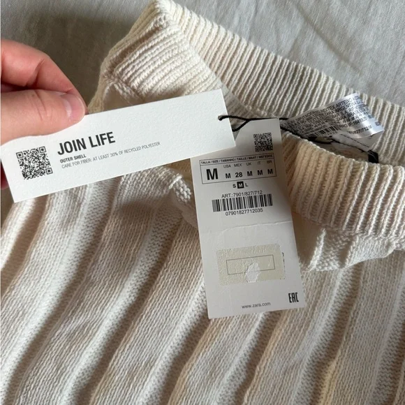 NWOT Cream Ribbed Knit Skirt - Picture 2 of 4